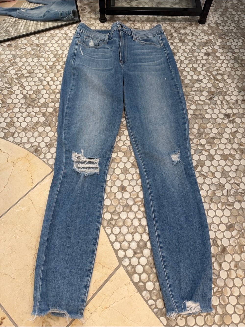 PAIGE Distressed Medium Blue Jeans